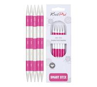 KnitPro K42014 Agujas de Tejer: Doble Punta:, Metal, Rosa, 14cm x 6.50mm