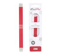 KnitPro K47003 Zing: Agujas de Tejer de Doble Punta: 15 cm x 2,50 mm, Metal, Rojo