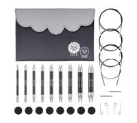 KnitPro Karbonz Kit de Agujas Intercambiables - Pares de Alfileres Circulares de 9 x 13 con Accesorios Karbonz Deluxe Set para Principiantes, Profesionales y Caja de Regalo