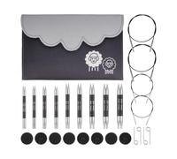 KnitPro Karbonz Kit de Agujas Intercambiables - Pares de Alfileres Circulares de 9x10 con Accesorios Karbonz Deluxe Set para Principiantes, Profesionales y Caja de Regalo