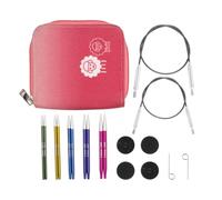 KnitPro Kit de agujas intercambiables Zing: 5 pares de alfileres circulares de 10 cm con accesorios Zing Starter Set, codificados por colores para principiantes, profesionales y caja de regalo