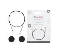 KnitPro - KnitPro Acero Inoxidable Negro/Oro Cable Intercambiable Fijo para Aguja de 50cm con Tapas Finales y Cable Key - 1 Conjunto