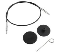 KnitPro - KnitPro Acero Inoxidable Negro/Plata Cable Intercambiable Fijo para Aguja de 50cm con Tapas Finales y Cable Key - 1 Conjunto