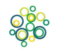 KnitPro Marcadores de Anillo de Puntada, Verde, Azul, Amarillo, Assorted, 50 Pieces