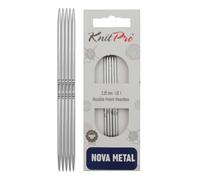 KnitPro - KnitPro Nova Brillantes Pulidas Latón Metal (10cm, 2.25mm) Doble-Punta Agujas de Punto - 5 Agujas