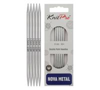 KnitPro - KnitPro Nova Brillantes Pulidas Latón Metal (10cm, 3.50mm) Doble-Punta Agujas de Punto - 5 Agujas