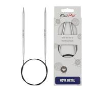 Knit Pro Nova Metal: Knitting Pins: Circular: Fixed: 40 cm x 5.00 mm, Plata, 40cm x 5.00mm