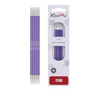 KnitPro Zing: Agujas de Tejer de Doble Punta: 15 cm x 3,75 mm, Aluminio, Morado, 3,75