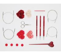 KnitPro Juego de agujas de crochet tunecinas y afganas: 10 agujas de madera lisas Amore, tamaños de 3 a 8mm, agujas de tejer de un solo extremo, 4 cables, 2 agujas, tijeras, alfiler para chal incluido