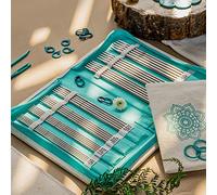 KNITPRO Mindful-Set GRATEFUL - Juego de agujas de tejer para calcetines (15 cm, incluye accesorios), color turquesa y crudo