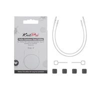 KnitPro Pequeños cables fijos de acero inoxidable transparentes (paquete de 2) - Cable de 15 cm para agujas de 5 cm y 7,5 cm