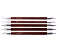 KnitPro Royale-Juego de 6 Agujas de Tejer (Doble Punta: 20 x 7 mm), Madera de Abedul Latón, Multicolor, 7 mm, 5 Unidades