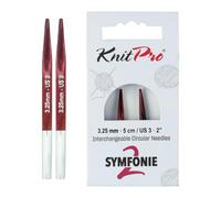 KnitPro Symfonie - 2 mini agujas intercambiables de 5 cm, 3,25 mm