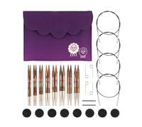 KnitPro Symfonie, juego de agujas de tejer de madera en bolsa de tela morada, juego de lujo de 3,50, 4,00, 4,50, 5,00, 5,50, 6,00, 7,00 y 8,00 mm