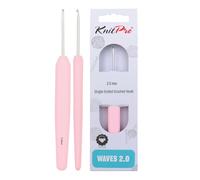 KnitPro Waves Agujas de crochet: aguja de crochet de 2 mm, mangos suaves y ergonómicos, agarre de goma suave para manos artríticas, agujas de crochet ligeras y cómodas para tejer