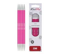 KnitPro Zing: Agujas de Tejer de Doble Punto: 15 cm x 5 mm, Aluminio, Rosa, 5 mm