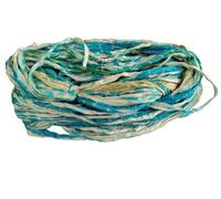 Knitsilk Hilo de cinta de seda Shibori Sari reciclado, ideal para hacer alfombras, ganchillo, tejer, bordado y fabricación de joyas, hilo de cinta de textura sostenible y única, 50 gms-30 yardas, azul