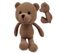 Knitted Bear Doll - 9.84 Inches, Plush Toy Cartoon Bear | Soft Stuffed PP Cotton Home Display Ornament For Decoration, Stuffed Animal For Bedroom, Living Room, Sofa, Room, Kids Play