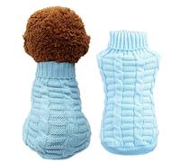 Knitted Braid Plait Turtleneck Sweater Knitwear Outwear for Dogs & Cats (Light Blue, XS) by Wiz BBQT