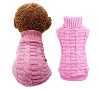 Knitted Braid Plait Turtleneck Sweater Knitwear Outwear for Dogs & Cats (Pink, XXL) by Wiz BBQT