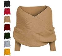 Knitted Cable Wrap,Scarf With Sleeves For Women,Shrugs For Women,Crochet Cocoon Shrug,Sweater Scarf With Sleeves (khaki)