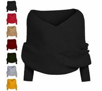 Knitted Cable Wrap,Scarf With Sleeves For Women,Shrugs For Women,Crochet Cocoon Shrug,Sweater Scarf With Sleeves (black)