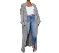 Knitted Fall Ladies Cardigan Sweaters for Women Loose Open Front Autumn Button Down Solid Color Cable Knit Long Warm