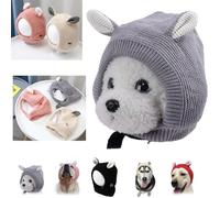 Knitted Hat for Dog, Pet Clothes Apparel Outfit Crochet Hoodie, Dog Neck and Ear Warmers Winter Scarf Headgear, Dog Warm Earmuffs Knitted Hat. (Gray,One Size)