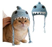 Knitted Kitten Headpiece - Shark Hat For Cats, Animal Costume Accessory, Fun Pet Photography Travel Event Outfit, Shark Shape Hat For Cat Dog Lovers Parties Birthday Gatherings Home Park Garden