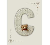Knitted Letter personalised “C” Notebook - Cozy Teddy Bear Journal: A charming monogram 100 ruled lined notebook with a soft knitted design and a touch of luxury warmth