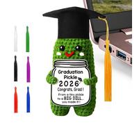 Knitted Pickle Doll, Graduation Keepsake Toy, 1.97x1.97x4.72 Inch Cute Cucumber Plush with Celebration Effect, Soft Crochet Figurine, Novelty Gift Item with Playful Design, Graduation Decor for Home
