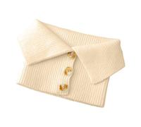 Knitted Scarf Fake Collar Button Closure Tube Wind-proof Neck Gaiter High Elasticity Winter Circle Loop Warmer(Apricot)
