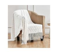 Knitted Throw Blankets for Couch, Sofa And Bed, Lightweight Soft Knit Blanket with Tassel, Decorative Cozy Farmhouse Throw