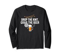 Knitter Craft Beer Drinker Drop The Knit Grab The Beer Manga Larga