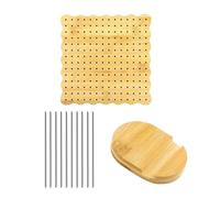 Knitting Blocking Mat, Crochet Board, Wooden Base Steel Pins Rust Proof Compact Portable Stable Build Strong Material, Blocking Board for Craft Hobby, 7.64x7.64Inches, Brown