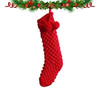 Knitting Christmas Stocking, 18-Inch Rustic Solid Color Comfortable Stockings Soft Warm Material Long Tail, Farmhouse Knitted Fireplace Stockings Main Feature, Holiday Decor Category Usage