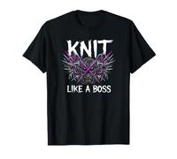 Knitting Crafter Knit Like A Boss Heavy Metals Skull Camiseta