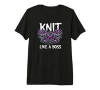 Knitting Crafter Knit Like A Boss Heavy Metals Skull Camiseta Premium