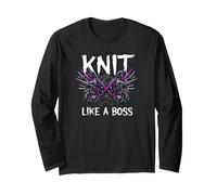 Knitting Crafter Knit Like A Boss Heavy Metals Skull Manga Larga