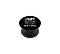 Knitting Crafter Knit Like A Boss Heavy Metals Skull PopSockets PopGrip Adhesivo