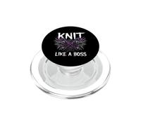 Knitting Crafter Knit Like A Boss Heavy Metals Skull PopSockets PopGrip para MagSafe