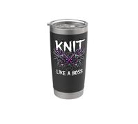 Knitting Crafter Knit Like A Boss Heavy Metals Skull Vaso térmico de acero inoxidable de doble pared