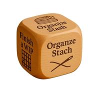 Knitting Dice Set - 1 Inch Wooden Decision Accessory for Craft Planning, Sewing Projects with Fun Rolling Action, Quilting Dice for DIY Makers, Natural Wood Grain, Hobby Game