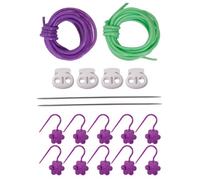 Knitting Needle Stoppers - PVC Stainless Steel Nylon PP Universal Size | 4 Pieces Needle Tip Stoppers, Crochet Accessories Set | 2 Metal Pins 2 Cords 10 Markers For Knitting Sewing Craft Use