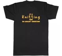 Knitting Thing Mens T-Shirt Funny Yarn Knitter tee Gift Black S