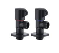 KNIUWMBMH Bakicth Válvula de llenado de ángulo de baño, Acero Inoxidable Negro, Accesorios for Cocina, frío y Caliente, Rosca estándar G1/2, 1 Uds.(Hot and Cold Valve-A)