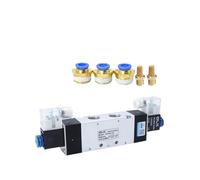 KNIUWMBMH Válvula Solenoide 4V420-15, Doble Cabeza, Doble Control, 5 vías, 2 Posiciones, retención de Apagado, válvula direccional neumática(with 8mm Fittings,AC24V)