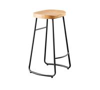 Knjlwa Taburetes de Barra Sillas de Bar industriales para la Cocina casera Mostrador de Isla con reposapiés Asiento de Madera y Patas de Metal, Carga máx. 200 kg