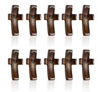 KNJOMZIE 10 piezas de cruz de madera de nogal hecha a mano, cruz de bolsillo para oración y alivio del estrés, regalo cristiano para adultos y niños