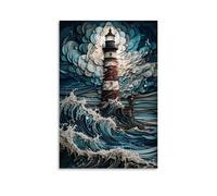 KNKncnv Lighthouse in The Storm Poster Pintura Decorativa Lienzo Arte de Pared Salón Póster Dormitorio Pintura, Arte de Pared Impresión de Imagen Moderna Decoración de Habitación Familiar 30 x 45 cm
